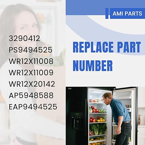 Miniatura 4 de AMI PARTS WR12X22183 Manija de puerta de refrigerador (negro) Sustituye WR12X11008 WR12X11009 WR12X20142 3290412 AP5948588 PS9494525 EAP9494525
