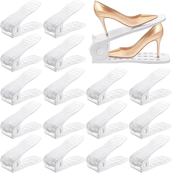 Shoe Slots Organizer Adjustable Shoe Stackers Double Deck Shoe Rack Holder Shoe Rack Storage Space Saver for Closet Organization
