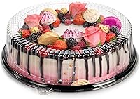 Vista 3 de Frcctre Paquete de 6 bandejas de plástico de 16 pulgadas con tapa transparente, bandejas redondas grandes de plástico resistente para aperitivos