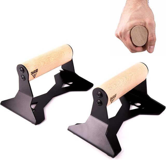 PULLUP & DIP Wooden Push Up Bars With Ergonomical Handle And Heavy-Duty Steel  Anti-Slip Press Up Handles Handstand Bars For Calisthenics and Fitness