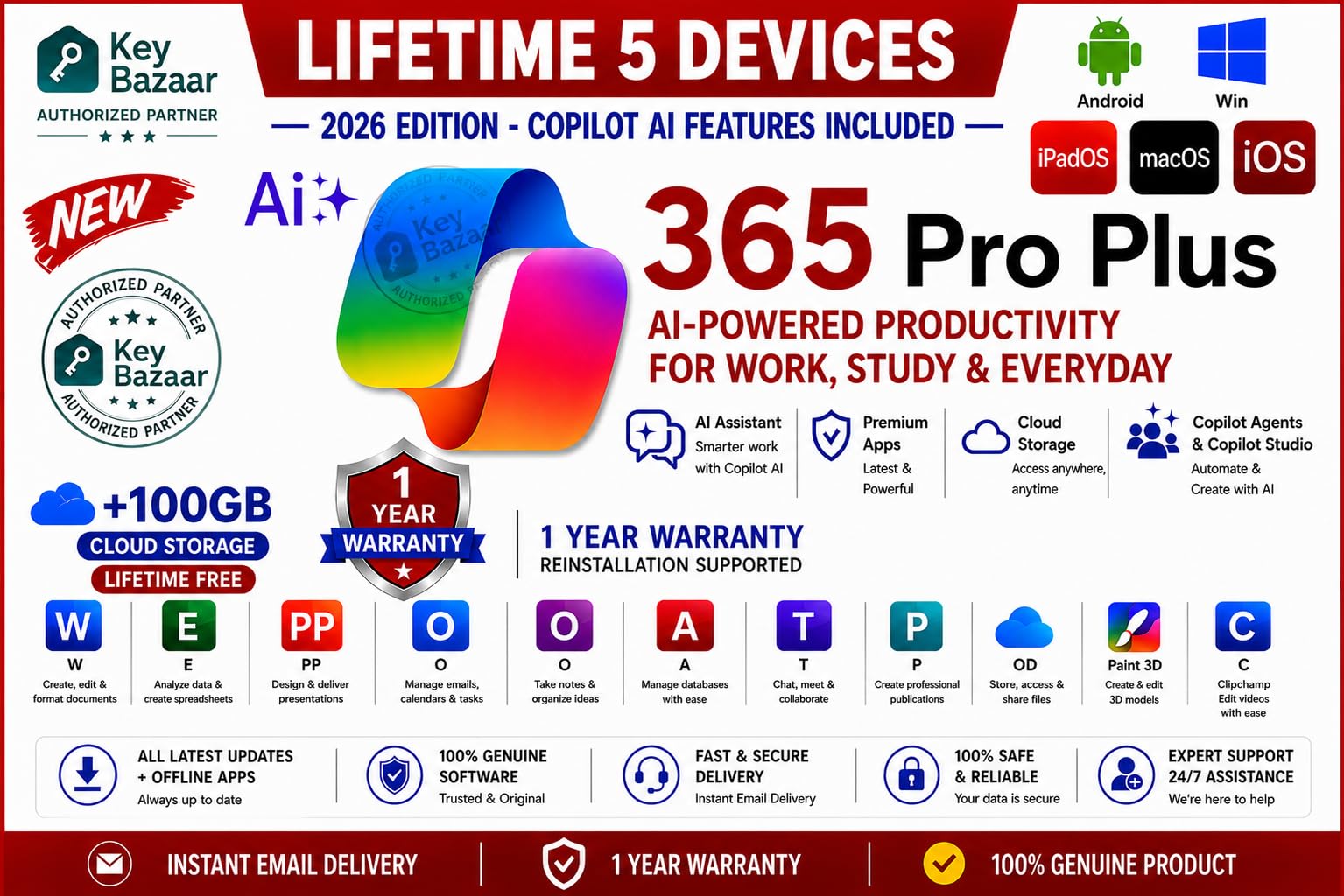 365 Pro Plus Edition 2026 with AI Chat, 5 Devices Lifetime Validity, Win/MacOS/iOS/Android, 100 GB Cloud Storage, Quick Installation Support. 1-Year Warranty.-image-19