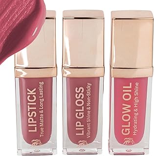 Lip Trio - Lápiz labial mate malva + brillo y...