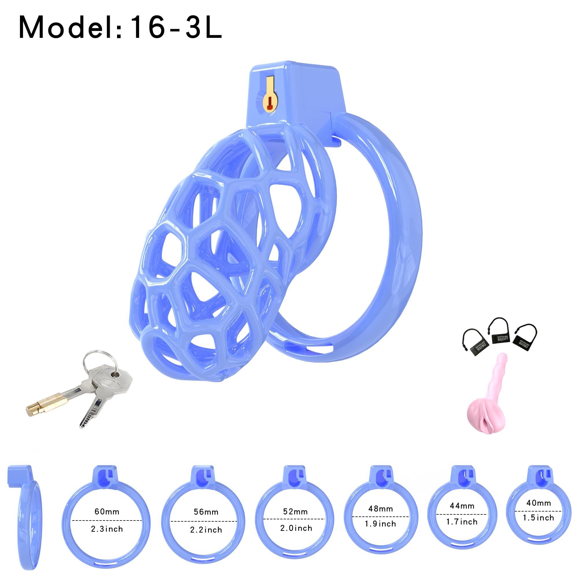 Genérico Jaula Transpirable Hueca de Nido de Abeja para Hombre, novedosa y única, con 6 Anillos fijos (40mm/44mm/48mm/52mm/56mm/60mm)-ESMA21