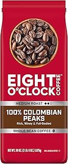 Eight O'Clock Coffee 100% Colombian Peaks Whole Bean Coffee, Medium Roast, 38 Ounce (Pack of 1) - Rich, Winey & Full Bodied