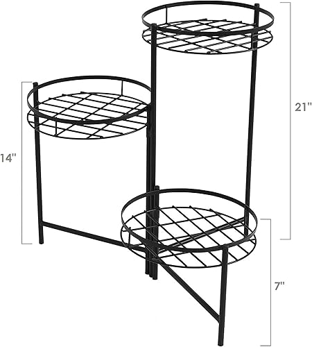 Miniatura 3 de Sunnydaze Soporte de metal de 3 niveles para macetas de interior o exterior, 22 pulgadas, color negro