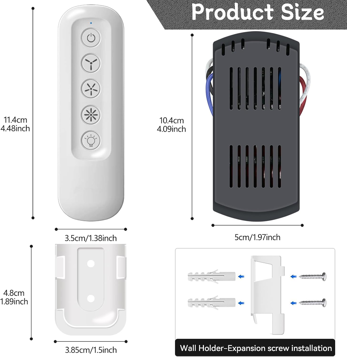 Universal Ceiling Fan Remote Control and Receiver Kit Replacment for Hampton Bay Harbor Breeze 99392 99770 99813 99772 99122 99123 99600, 3-Speed Control with Dimmer
