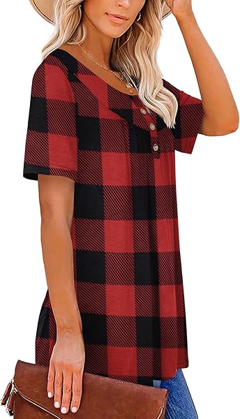 KISSMODA Ladies Pleated Tunic Tops for Women Buttons up Long Sleeve Shirts Floral Print - 3