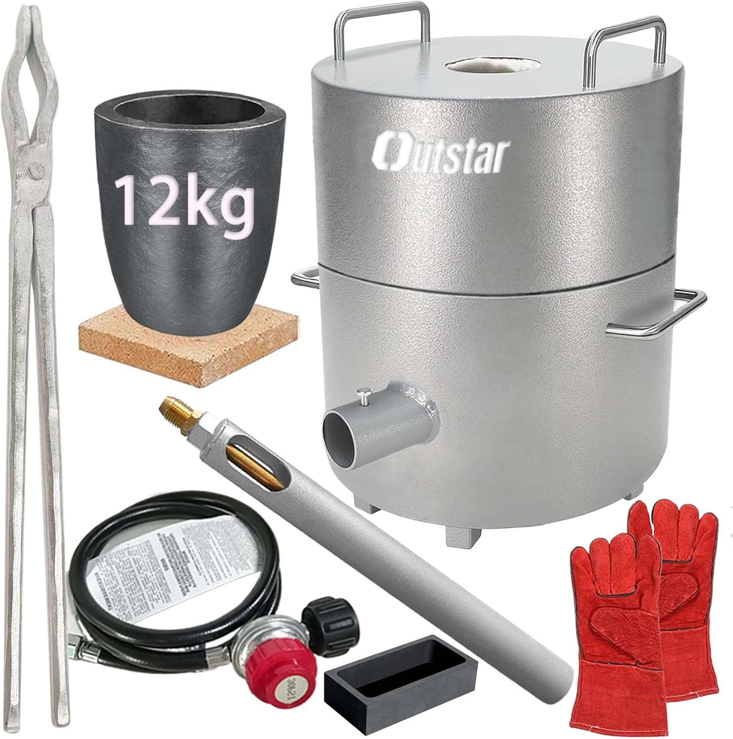 Outstar 12KG Propane Melting Furnace Kit, Smelting Furnace Upgraded Safer, Foundry Kiln Smelting Gold Silver Copper Aluminum Metal Recycle for Jewelry Making and Metal Casting