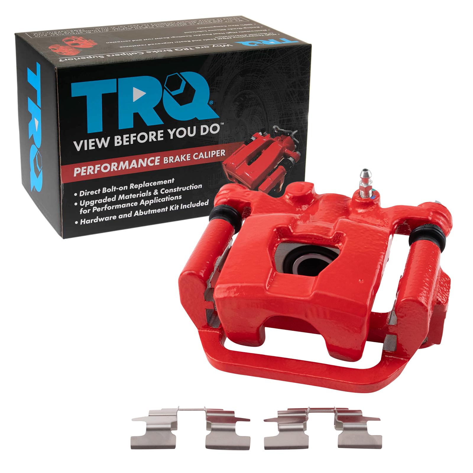 TRQ Rear Left Brake Caliper w/Bracket Performance Red Drivers Side