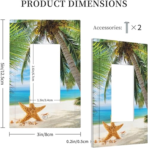 Vista 907 de Cubiertas decorativas de salida de estrella de mar playera, tablero de madera azul de concha de mar de 1 banda, decoración individual GFCI, placa