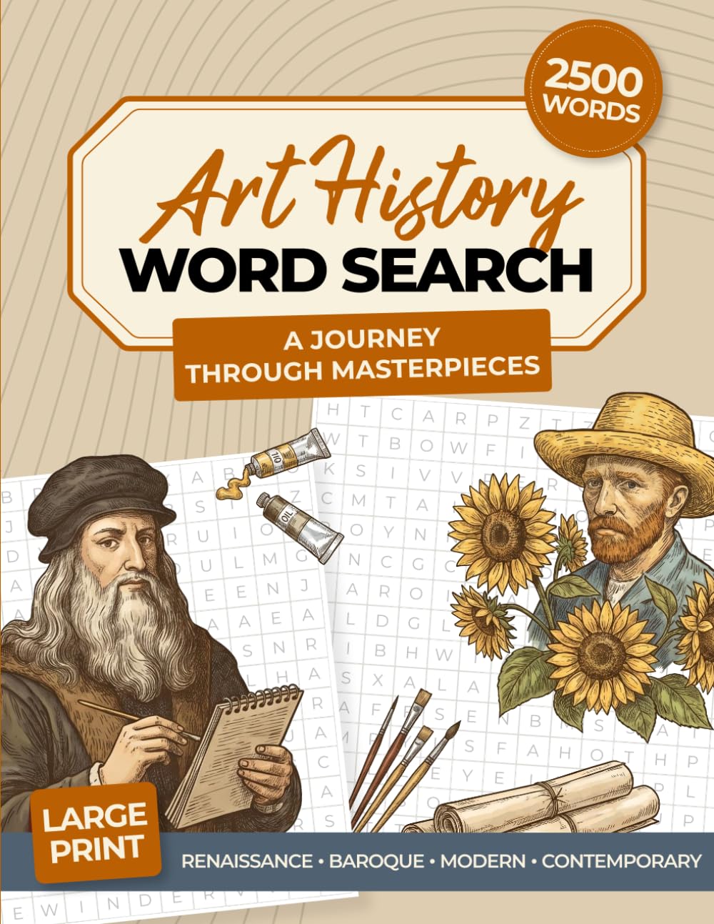 Art History Word Search: 2500 Words: 125 Themed Puzzles, Brain Games - For Adults, Seniors, and Teens
