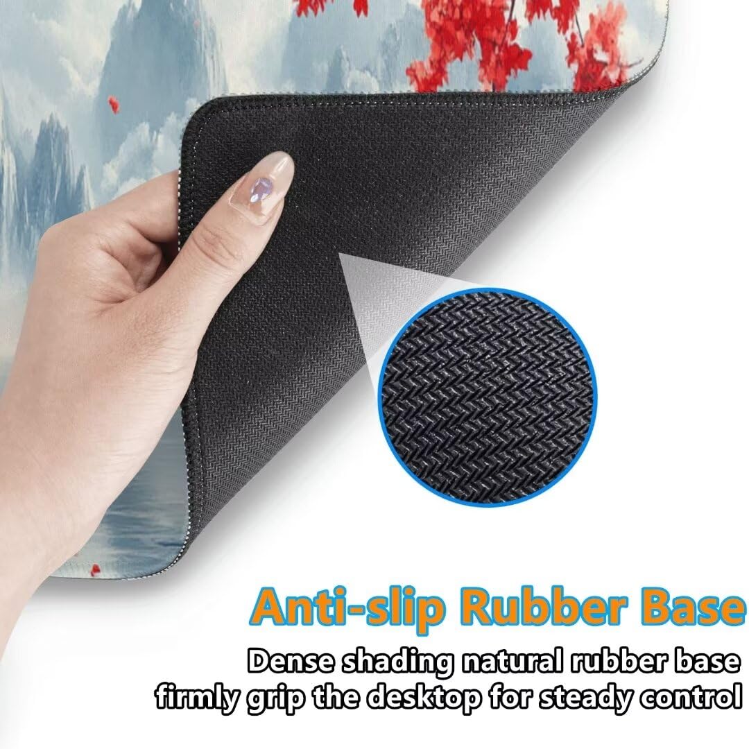 Gaming Mauspad XXL China Großes Mousepad 1200 * 500mm rutschfeste Schreibtischunterlage Japan Mouse Pad mit Vernähte Kanten Verbessert Desk Mat Mauspad Groß Geschwindigkeit und Präzision für Gaming