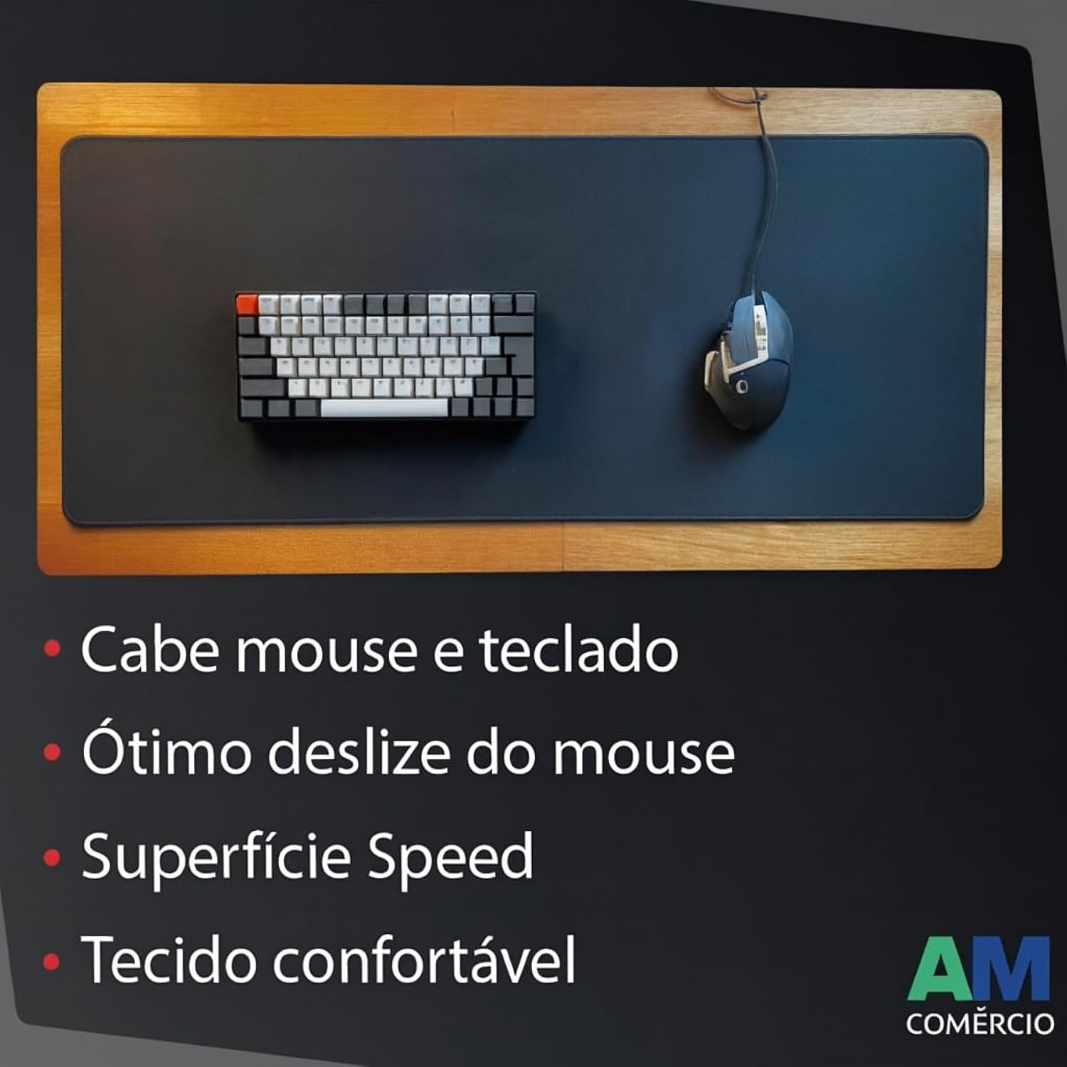 Mousepad Gamer XL Premium 90×40cm – Extra Grande, Antiderrapante, Resistente à Água e com Borda Costurada