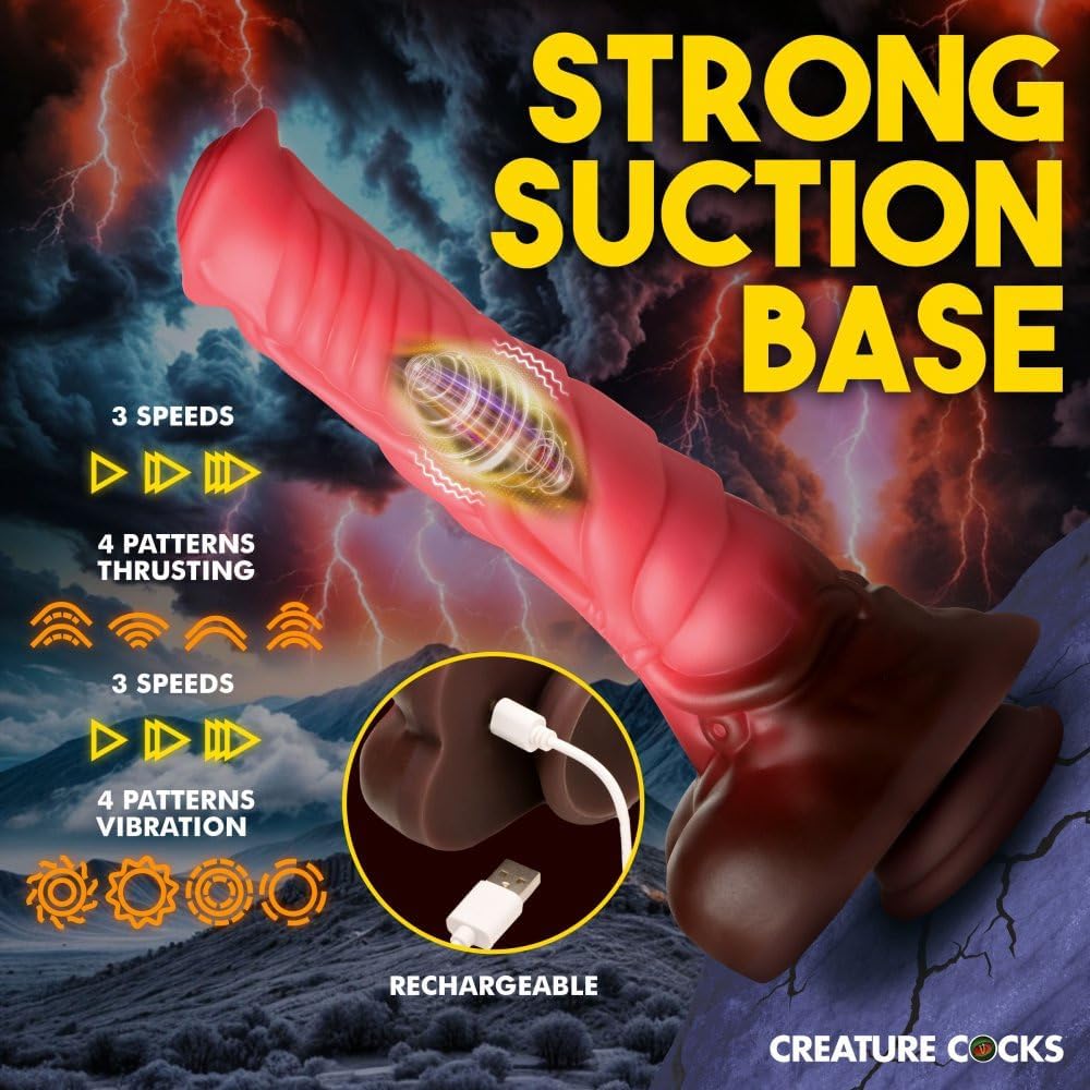 Monster Dildo Vibrator Sex Toys Huge Cock with 6 Thrusting and Vibration Modes G Spot Thick Anal Dido with Suction Cup 10 inch Big Knot Fantasy Horse Vibe for Women Men Adult