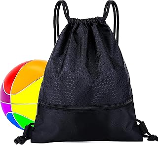 Drawstring Backpack Bag, Waterproof Draw String Sack with Zip Pocket, The travel bag is foldable Gym Drawstring Bags Swim Bag