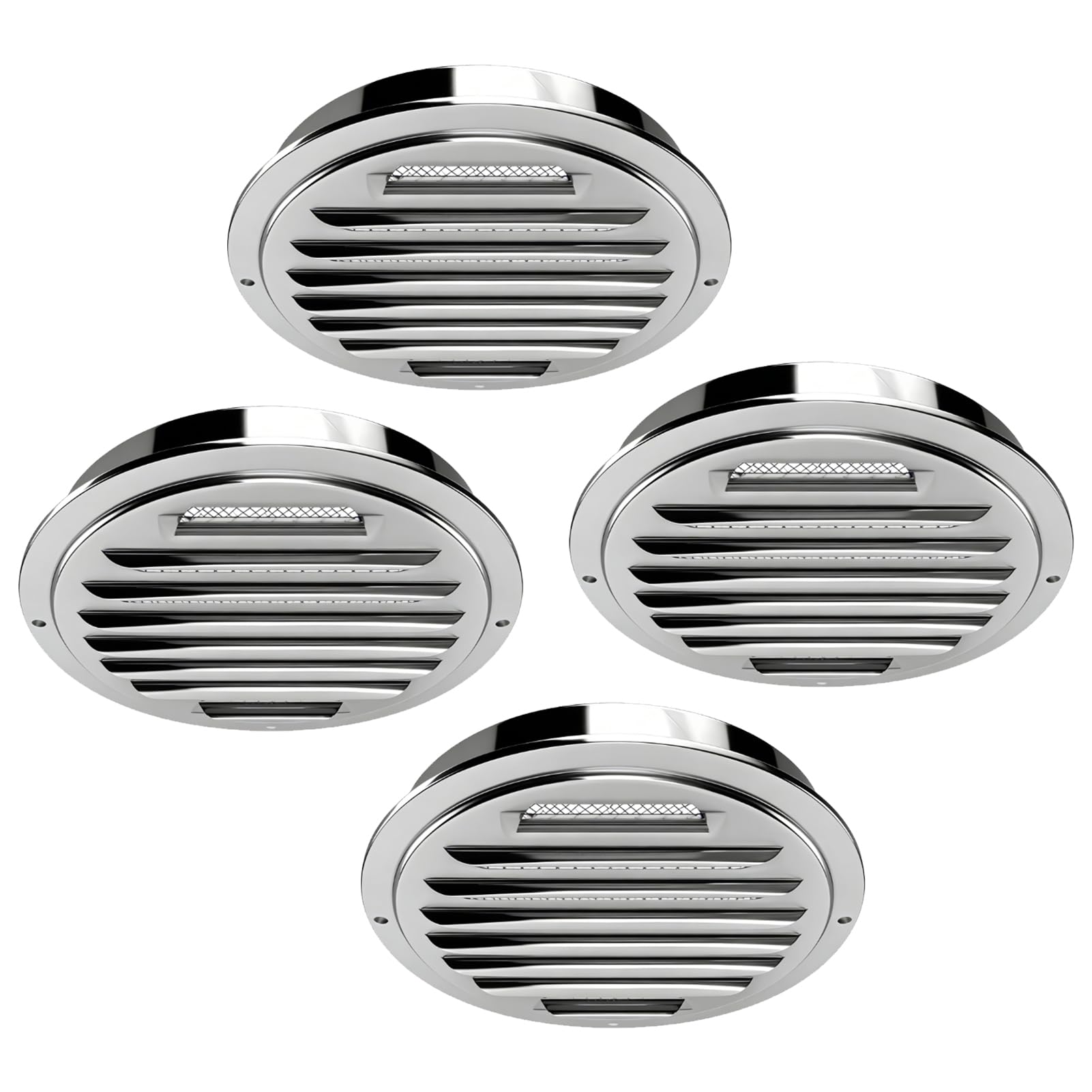 Ventola Rotonda per Soffitto con Lamelle Inclinate a 45° per | Acciaio Inossidabile, Diametro 200 Mm, Compatibile con Tubo Flessibile, Montaggio a Soffitto o Parete, Impermeabile e