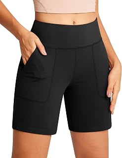 Women's Athletic Shorts High Waisted Workout Biker Shorts for Women 7" Bermuda Gym Running Shorts with Pockets