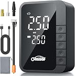 Oasser Gonfleur de pneus Portable Air Compresseur 6X Plus vite 150PSI Sans fil Air Pompe pour pneus de voiture Pompe à pneus électriques pour moto de voiture boule, LCD Mesure de pression, LED Lumière, USB Port, Sac de rangement Numérique double valeurs,6000mAh,150PSI,Type C US