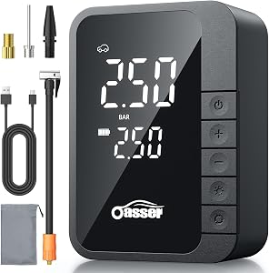 Oasser Tire Inflator Portable Air Compressor 6X Faster 150PSI Cordless Air Pump for Car Tires Electric Tire Pump for Car Motorcycle Bike Ball, LCD Pressure Gauge, LED Light, USB Port, Storage Bag | Digital Dual Values Display,6000mAh,150PSI,Type-C US