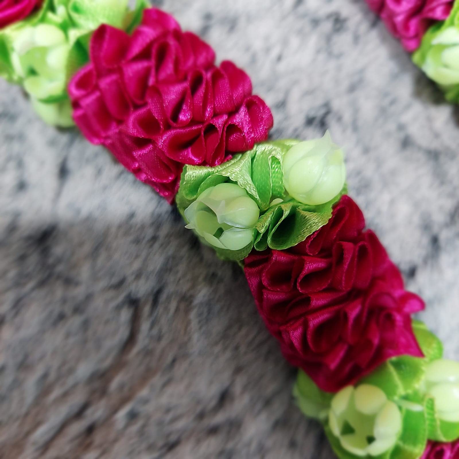 The Holy Mart Artificial mala for god, mala for Lord, mahroon Ribbon mogra Garland (Medium Size inch) - Image 4 thumbnail