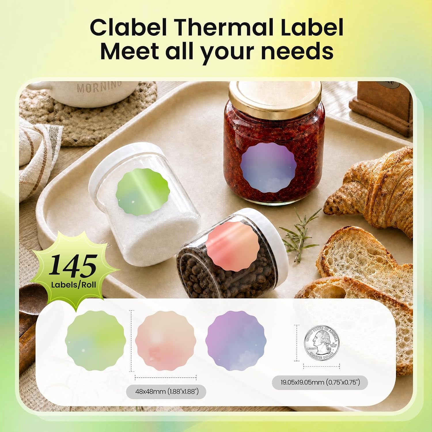 CLABEL 3-Color Wave 1.89" Round Labels for Business Home School image 3