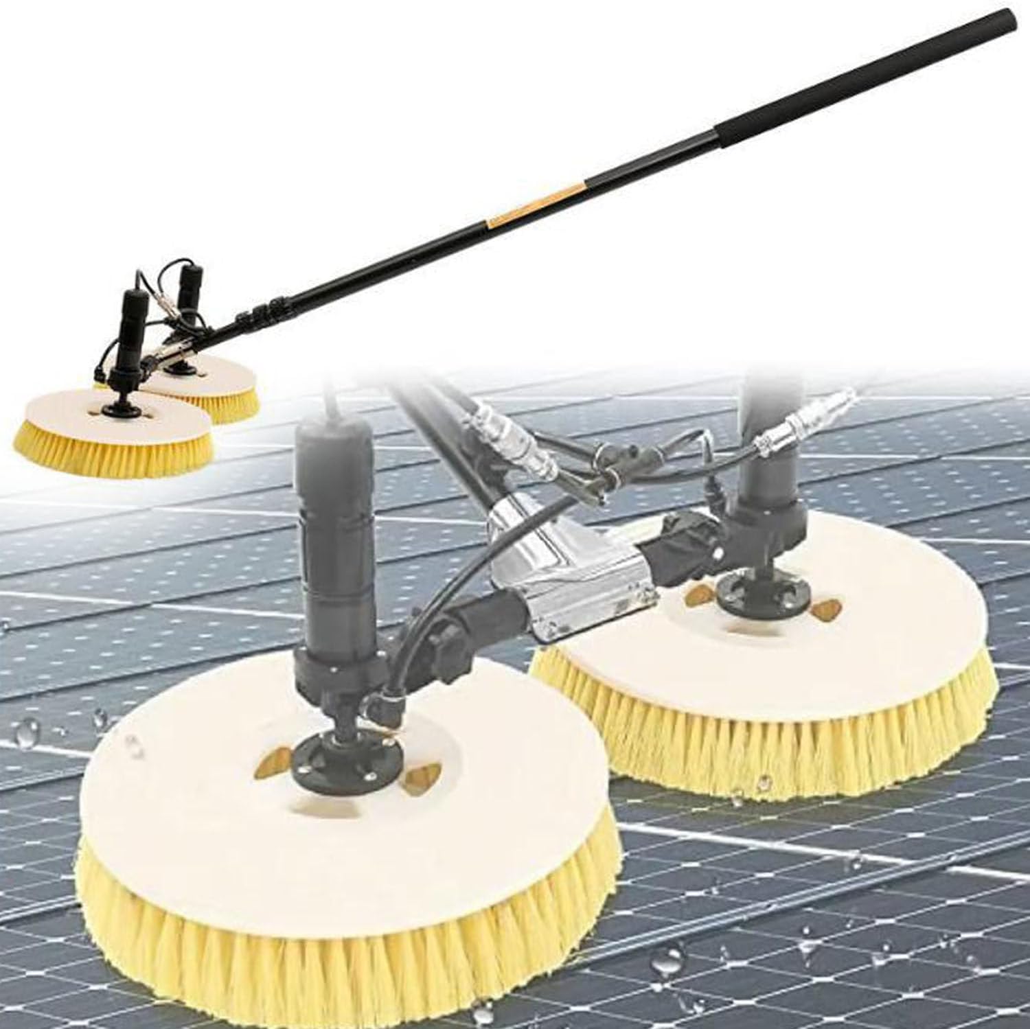 Electric Panel Cleaner with Adjustable Handle for Outdoor Solar and Window Glass Cleaning