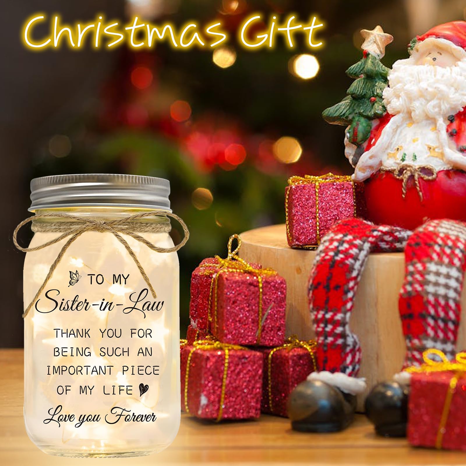 Sister in Law Gifts, Mason Jar Night Lights - Gifts for Sister in Law Birthday Christmas Mother's Day Wedding Thanksgiving Gifts
