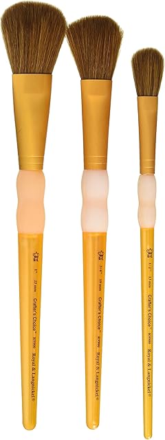 Royal Brush Crafter's Choice Camel Brush Set, 1/2", 3/4", 1"