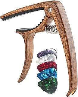 Guitar Capo, T Tersely Guitar Accessories Trigger Capo Clip with 5pcs Guitar Picks for Acoustic and Electric Guitars,Ukulele (1pack)