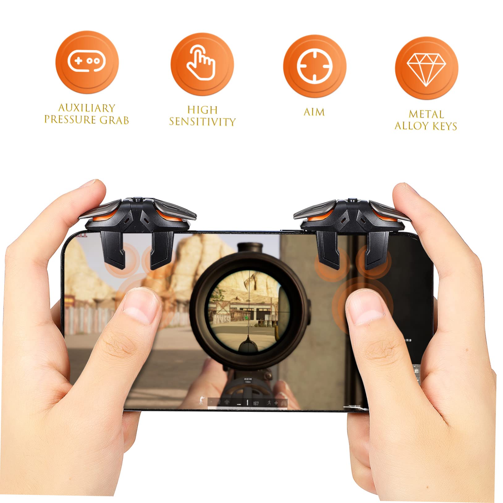 Mikinona Zubehör und Bildschirmschutz aus ABS Kunststoff Hoher Empfindlichkeit Gaming Controller mit Trigger und Handschuhen Inklusive Ladekabel für Mobiles Spielen Smartphones