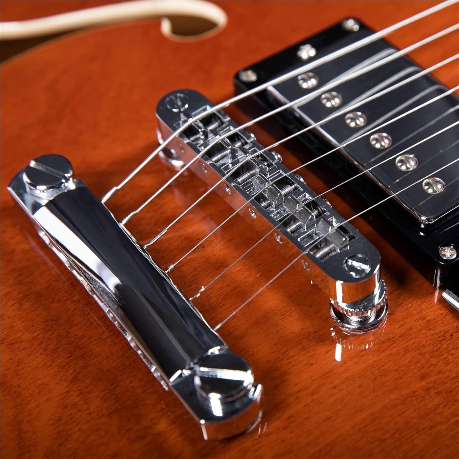 Gitara Elektryczna Gitara Elektryczna Typu Semi Hollow Z Otworem F I Gryfem Klonowym Przetworniki Humbucker W Kolorze Brązowym