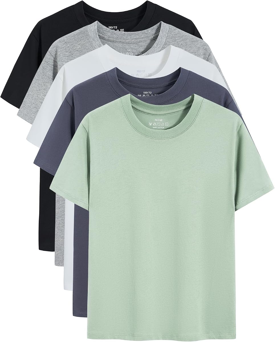 5 Pack Boys Tshirts Short Sleeve Shirts for Boys Cotton T-Shirts Kids Tees Clothes Summer Tops