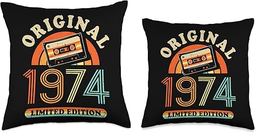 Miniatura 3 de Retro Limited Edition 1974 Cassette Tape 50th Birthday Throw Pillow