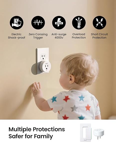 Zoiinet Remote Control Outlet Plug, 80-275V/15A/1500W Wireless Light Switch