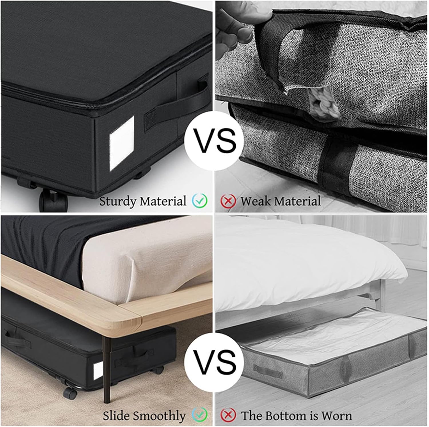 Under Bed Storage with Wheels, Under Bed Rolling Storage with Capacity, Under The Bed Storage for Bedroom Under Bed, Storage Containers for Blankets, Comforter, Bed Sheets (Blue 4 pack)