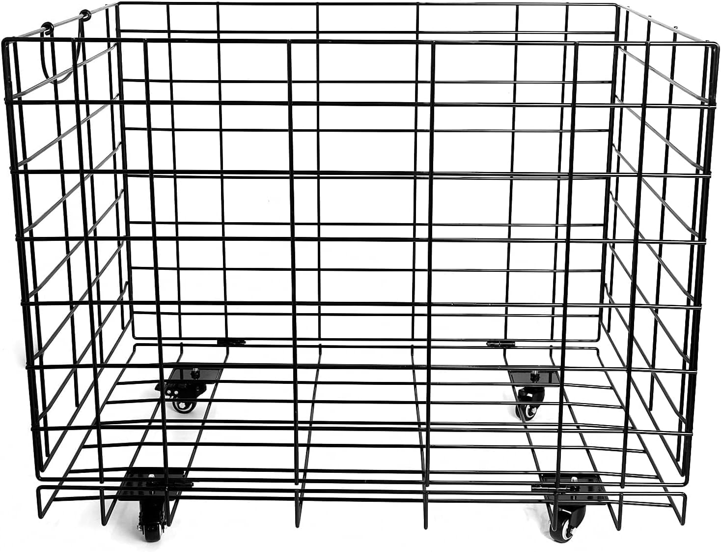 Aoneky Heavy-Duty Folding Ball Cart with Wheels - Large Capacity Sports Equipment Organizer, Holds 20+ Soccer/14 Basketballs, Steel Mesh Storage Bin for Gym, School, Garage, Poolside