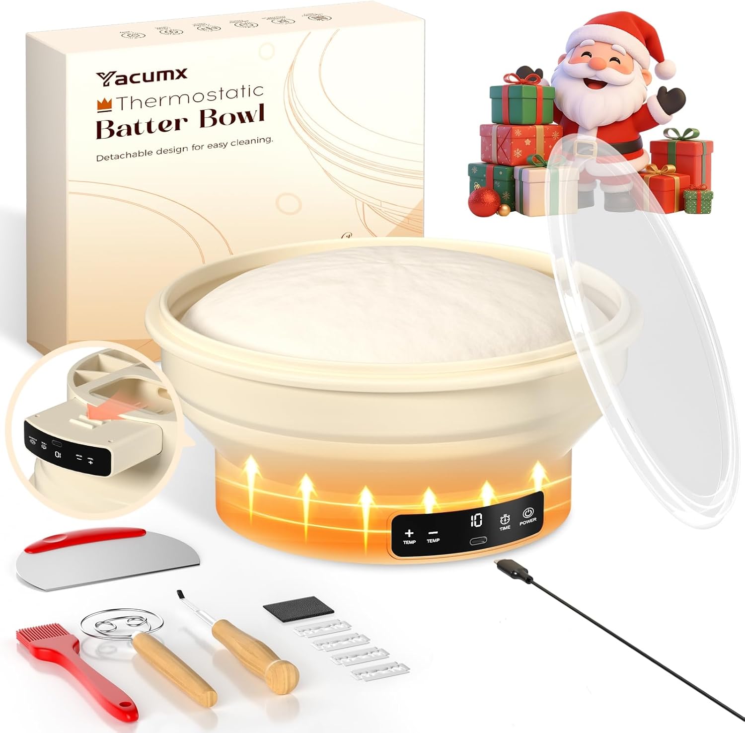 Electric Sourdough Starter Kit with 6-Temp (77-122F) Control & Timer - 9" Foldable Sourdough Bread Baking Supplies & Dough Warmer - Complete Banneton Bread Proofing Basket Set for Artisan Home Bakers