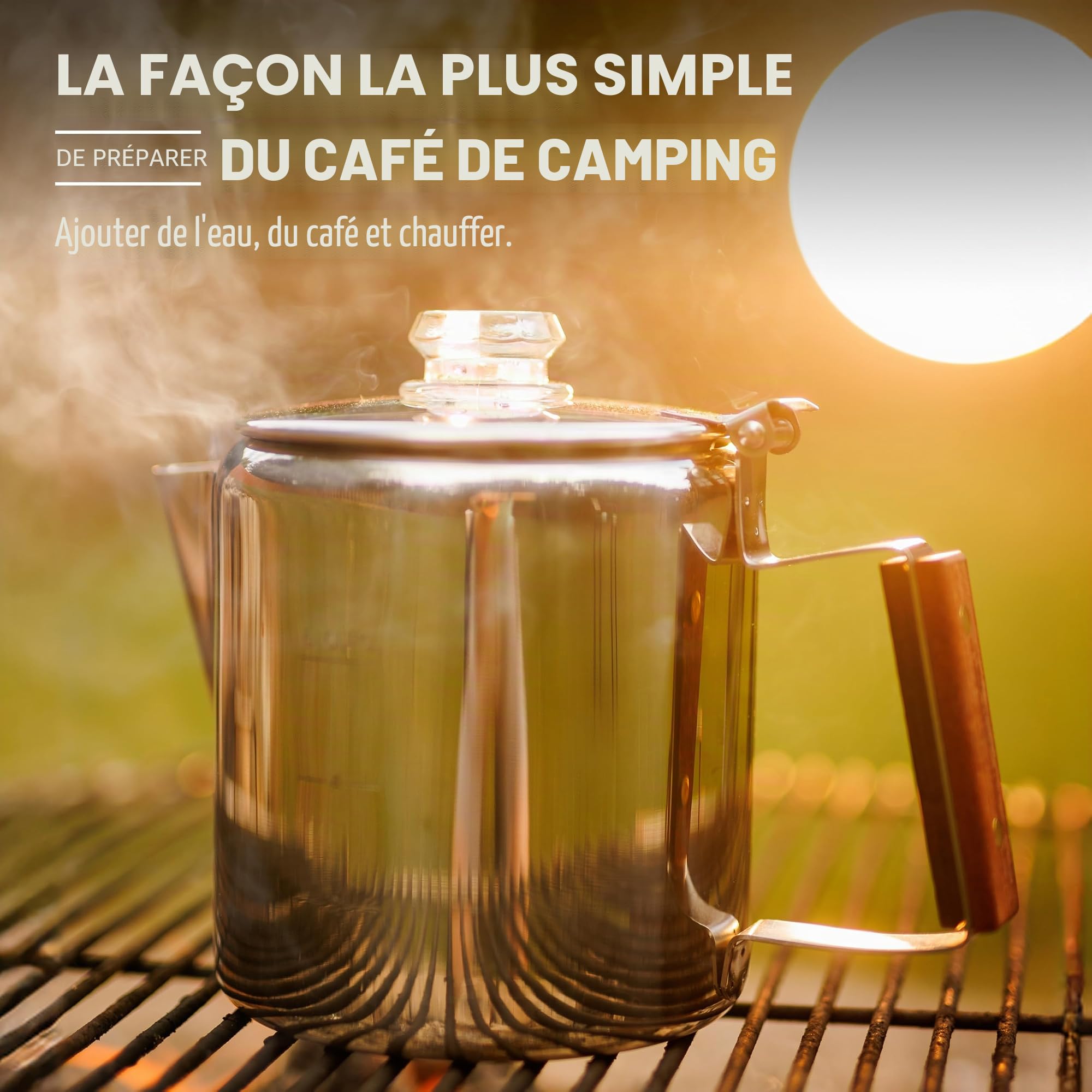 Coletti Cafetière de Camping Bozeman – Percolateur à café – Cafetière percolateur pour feu de Camp ou préparation de café sur cuisinière (6 Tasses)