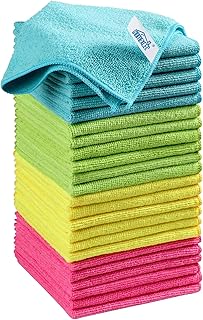 HOMEXCEL Microfiber Cleaning Cloth, 24 Pack Cleaning Rags, Cleaning Towels with 4 Color Assorted, 11.5"X11.5"(Green/Blue/Yellow/Pink)