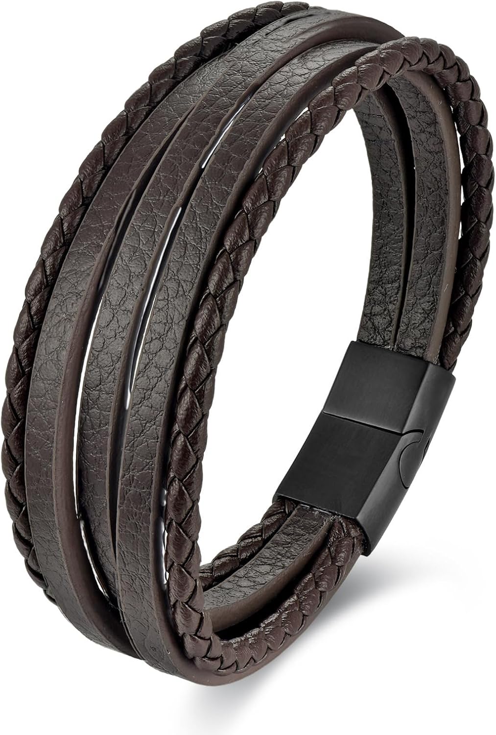 Leather Bracelet for Men – Genuine Multi-Layer Braided Wrap Wristband Bracelet Gifts for Him