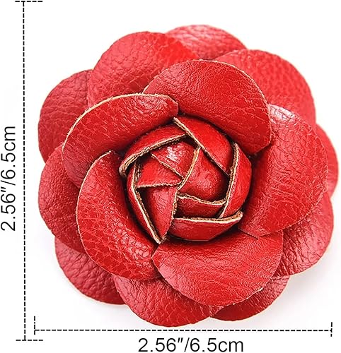Miniatura 7 de Cabeza de rosa de cuero artesanal de 2.6 in, apliques de cabeza de flor de rosa de cuero sintético, aplique de costura DIY, decoración de rosa