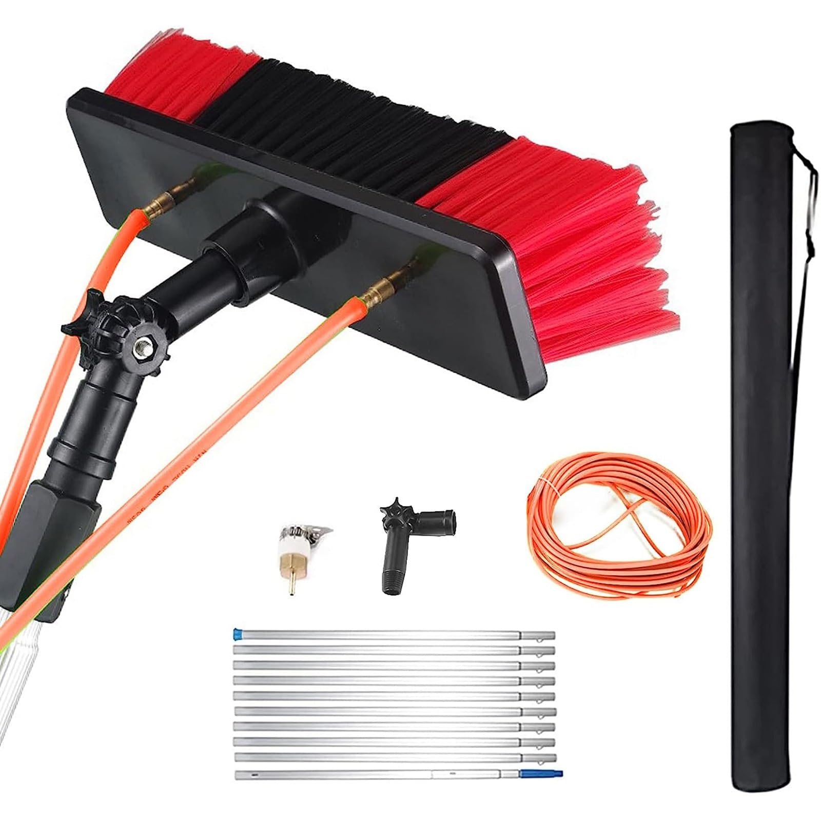 Limpiacristales Telescopico, Limpia Cristales, Pertiga Telescopica, Arandela Pulverizadora con Cepillo Alimentado por Agua con Poste Telescópico Extensible, for Panel Solar, Vidrio De Ventana (Color