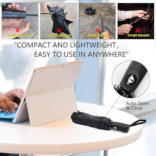 Miniatura 2 de ALFROTEY Mini paraguas de viaje plegable para lluvia con protección anti-UV, ligero, compacto, ideal para mochilas y bolsos, perfecto para mujeres y