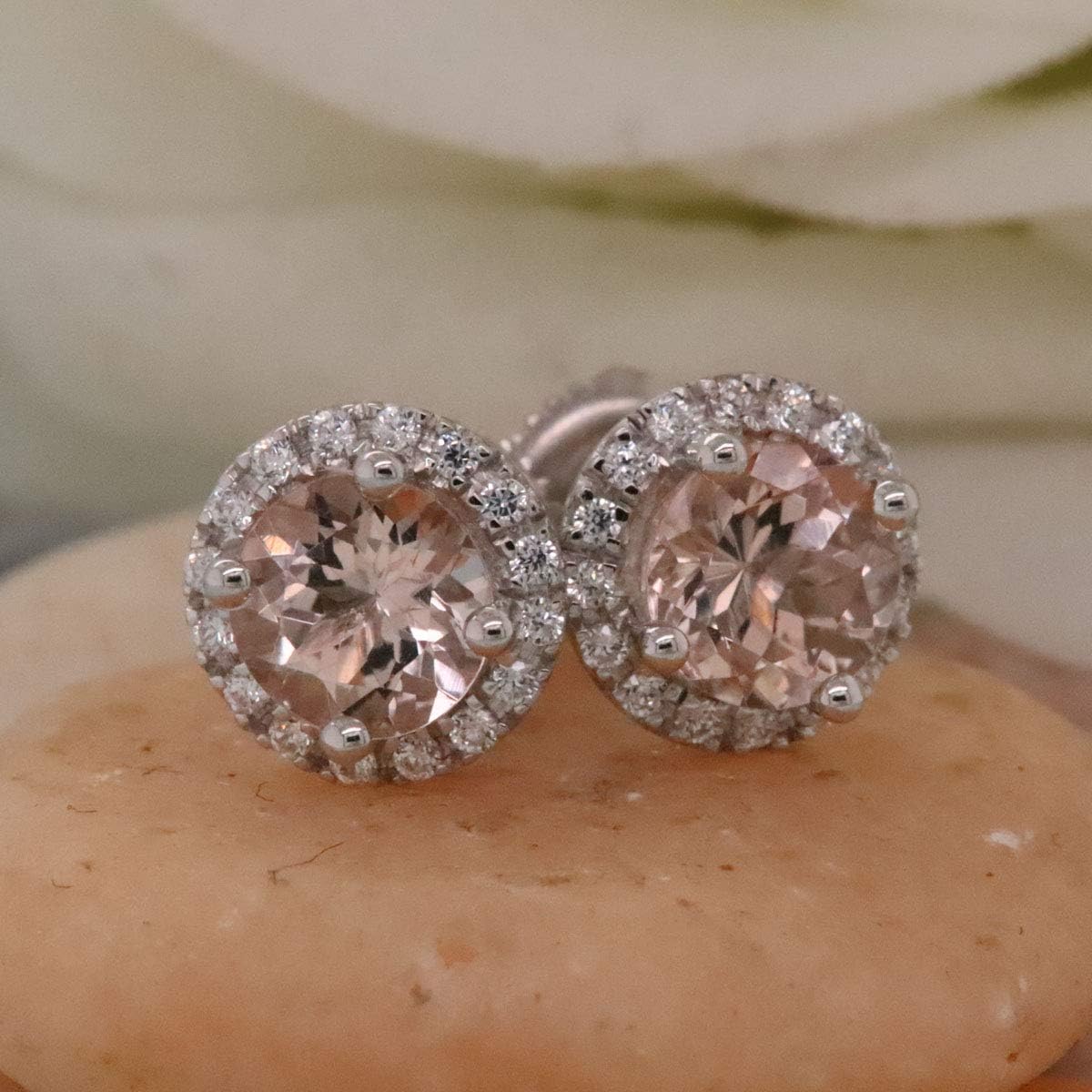 Dazzlingrock Collection 6 MM Each Round Gemstone & White Cubic Zirconia Ladies Halo Style Stud Earrings, Sterling Silver - Image 5