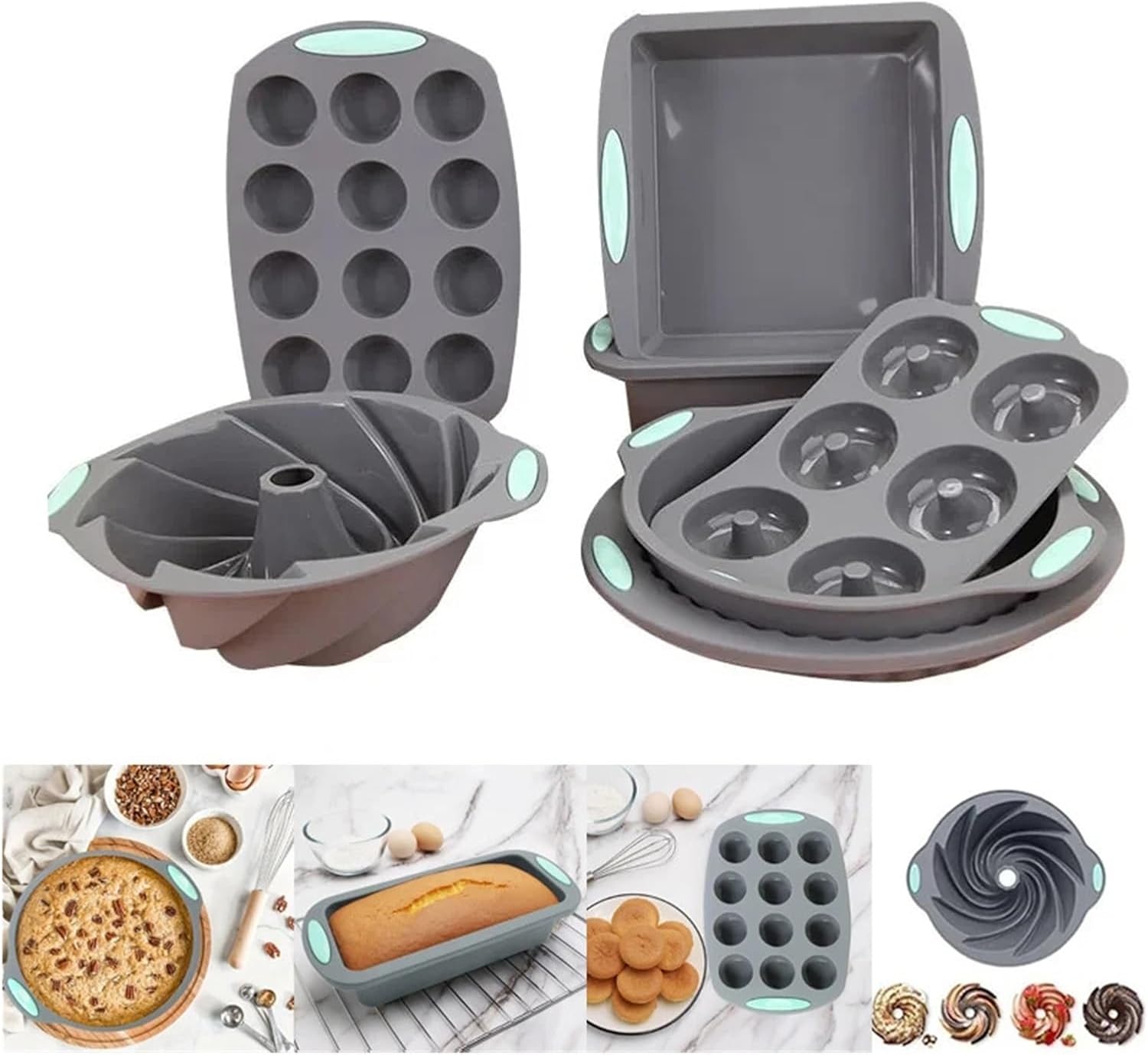 Silicone Bread Muffin Mold Heat Resistant Oven Pan Non-Stick Kitchen Bakeware Cake Set Pastry Baking Loaf Tool
