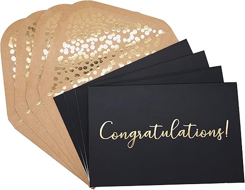 Miniatura 6 de Paquete de 50 tarjetas de felicitación  Elegantes tarjetas de felicitación con letras de felicitación en relieve en papel de aluminio dorado  para