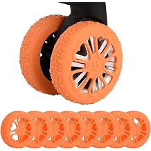 Luggage Wheel Protector, 8PCS Sakura Love Design - Premium Silicone Protectors for 2-2.4" Spinner Wheels Anti-Slip, Ultra-Quiet & Wear-Resistant Travel Accessories Orange