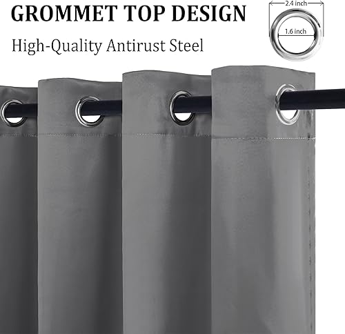 Miniatura 3 de DWCN Cortinas opacas 100% grises de 84 pulgadas de largo para dormitorio con forro negro, doble capa con aislamiento térmico, paneles de cortina