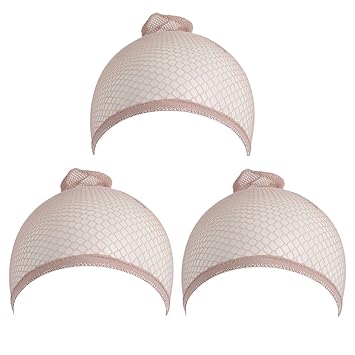 Light Brown: Mapofbeauty 3 Pieces Elastic Hair Net Open End One Size Wig Cap (Light Brown)
