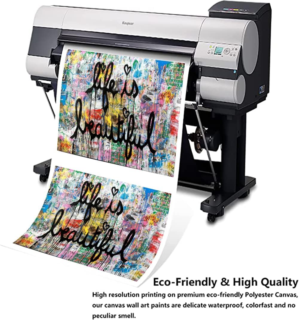 Yatsen Bridge Banksy Canvas Wall Art Life is Beautiful Graffiti Abstract Painting Posters and Prints for Home Decor Living Room Office, Framed Ready to Hang 44x28in